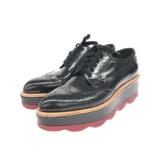 PRADA プラダ 表記サイズ:37 ウイングチップ シューズ  ブラック 厚底 レザー レディース　240001143674