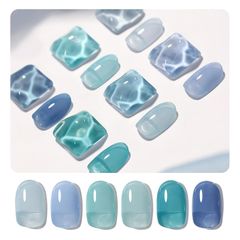 GAOY ジェルネイル シアーカラージェル 6色セット 透け感 ブルー ジェルネイルセット ポリッシュタイプ セルフネイル UV・LED対応 初心者＆プロ適用（シーブルー）