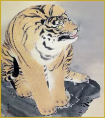 色紙  色紙掛けなし 色紙絵  和風 虎図 円山応挙 モダン 掛軸 床の間 和室 おしゃれ 壁掛け 絵