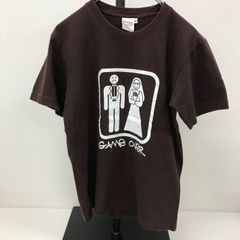 M　GAME　OVER　ゲームオーバー　新郎新婦　結婚　黒　Tシャツ　輸入　古着