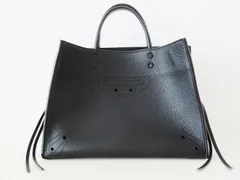 S11 極美品 BALENCIAGA バレンシアガ ペーパーミニ ブラックアウト レザー 2WAY ハンドバッグ ショルダーバッグ ブラック