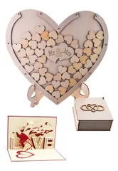 ナチュラル 【Eesu cos】ハート型ディスプレイ ゲストブック 芳名帳 ウェルカムボード メッセージカード メッセージボード ブライダル小物 ブライダルホリック ウェルカムスペース ゲストブック 結婚式 海外ウェディング ハートチップ 色紙 (ナチュラル)