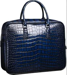 ワニ革 本革 ビジネス バッグメンズ 2way ショルダー 手提げ バッグ クロコダイル革 ブリーフケース 17インチPC対応 出張 就活 面接 バッグ