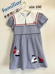 294ファミリアfamiliar100sizeセーラー襟でか襟マリンワンピース