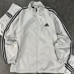 00s adidas アディダス パフォーマンスロゴ 刺繍 トラックスーツ ジャージ セットアップ 上下 サイドライン ギミック グレー/ブラック メンズ O