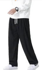 【AKC8】[FLYSHION] サルエルパンツ メンズ ズボン コーデュロイパンツ ワイドパンツ メンズ ズボン 9分丈 無地 調整紐 人気 快適 ゆったり 通気性 大きいサイズ カジュアル 袴パンツ 快適 オールシーズン 春服 秋服 冬服