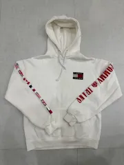 TOMMY JEANS(トミー ジーンズ ) 白 裏起毛 ビッグロゴ フード付きTシャツ