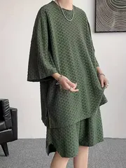 セットアップ メンズ ルームウェアセット ゆったりフィット クール 快適な半袖 ショーツスーツ 無地カラー セット販売 ジム ランニング スポーツ タウンユース ルームウェア リラックス おしゃれ ギフト ブラック グレー グリーン