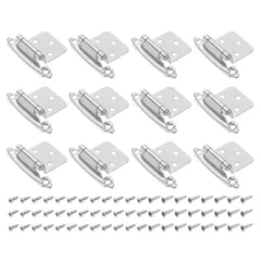uxcell キャビネットキッチンインセットヒンジ 12個1/2”オーバーレイセミコンシールドヒンジフェイスマウントキャビネットハードウェアセルフクロージングキャビネットヒンジ（ネジ付き ニッケルシルバー）