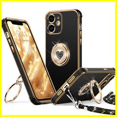 【新品・未使用】スマホケース おしゃれ 6.1インチ かわいい 斜めかけ 肩掛け アイフォン11 紐付き 耐衝撃 ストラップ付き 用カバー ショルダー リング付き - ケース 用 11 ブラック iPhone Rockawayのサムネイル