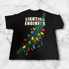 Lighting Engineerライト柄がユニーク！Tシャツ 黒 XLサイズ相当