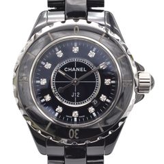 【送料無料】 【3ヶ月保証】 CHANEL シャネル J12    12pダイヤモンド ブラック文字盤　時計【美品】