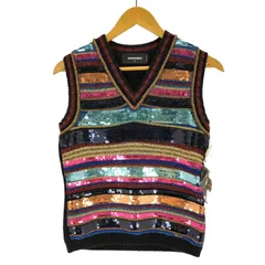 ディースクエアード DSQUARED2 マルチカラー スパンコールニットベスト レディース  Sのサムネイル