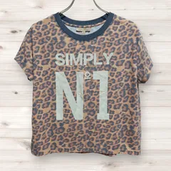 C1427 ザラ ZARA Tシャツ 半袖 カットソー (S) 茶 プリント文字 Uネック