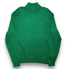 90's~ Polo by Ralph Lauren Half Zip Cotton knit Sweater  90年代 2000年代 ラルフローレン ポロラルフローレン ポロバイラルフローレン コットンニット ハーフジップ ボッテガグリーン