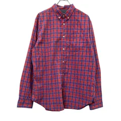 BANANA REPUBLIC 長袖 チェックシャツ L レッド パープル系・ホワイト バナナリパブリック カジュアルシャツ 春物 a710-6016