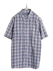 【お得なクーポン配布中!】 90s ポロ ラルフローレン チェック 半袖 シャツ メンズ L 古着 90年代 オールド マルチカラー コットン ポニー無し ポケット付き マチ付き