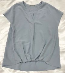 theory luxe セオリーリュクス　Vネック　カットソー　フレンチスリーブ　トップス　水色　ライトブルー　38  M