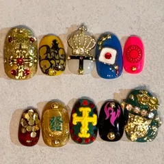 【現品】ネイルチップ 概念ネイル 痛ネイル ヒプマイ ヒプノシスマイク 有栖川帝統 渋谷 シブヤ FlingPosse【ネイルチップオーダー 可能】skskネイル