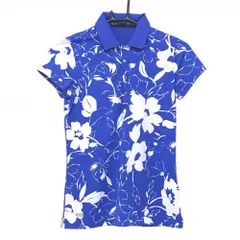 RLXラルフローレン 半袖ポロシャツ ブルー×白 花柄 スナップボタン レディース 表記なし ゴルフウェア Ralph Lauren