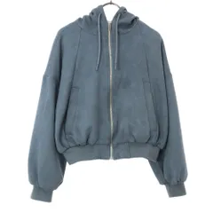 ザラ 長袖 スエードライク ジップパーカー XS ブルー ZARA レディース