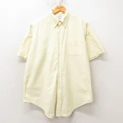 XL/古着 ブルックスブラザーズ 半袖 ブランド シャツ メンズ 90s 大きいサイズ コットン 薄黄 イエロー spe 25jun10 中古 トップス