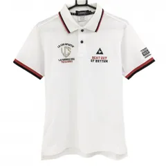 ルコックゴルフ 半袖ポロシャツ 白×レッド 襟袖口ライン メンズ M ゴルフウェア le coq sportif