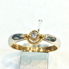 0.08カラット　ダイヤモンドと18金とプラチナのコンビリング　11号 新品　宝石店ストック　天然ダイヤモンド