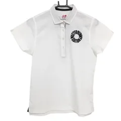 ★特価★マスターバニー 半袖ポロシャツ 白×黒 フロッキーロゴプリント レディース 1(M) ゴルフウェア MASTER BUNNY EDITION