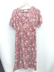 ◇ ⊂ Φ OZOC オゾック 花柄 半袖 膝下丈 ワンピース サイズ38 レッド系 レディース E  【1410100036905】のサムネイル