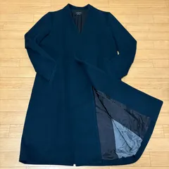 UNITED TOKYO ユナイテッドトウキョウ ジーロンラムメルトン Vネックコート 409551003 モスグリーン ダークグリーン サイズ2 ロング丈 ウール 日本製 ノーカラーコート シンプル ミニマル 上品 大きめシルエット 防寒  