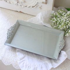 シャビー レクトトレー トレイ ライトグレイ トレー  長方形 プレート トレー アンティーク風 ライトグレー グレー antique アンティーク ディスプレイトレイ フレンチトレー シャビーシック 輸入雑貨 おしゃれ お盆 モダン