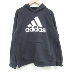 L/古着 アディダス adidas 長袖 スウェット パーカー メンズ ビッグロゴ ラグラン 黒 ブラック 25apr14 中古 スエット トレーナー トップス