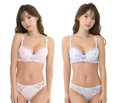 [スマイル ララ] ピンク ＆ パープル D70 レディース ブラ ブラジャー ショーツ 上下 2色 セット 下着 パンテイ 女性盛る 女性谷間 せくしー バッグ ヒップ 伸縮性 深ばき ヨセル クビレ 洒落た サイズ 大人っ [ピンク＆パープル] [D70]