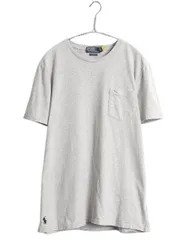 【お得なクーポン配布中!】 ポロ ラルフローレン ポケット付き 半袖 Tシャツ メンズ L / コットン シングルステッチ カットソー ワンポイント ポケT シンプル 細身 灰