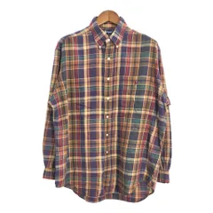 RALPH LAUREN ラルフローレン BLAIRE ボタンダウン 長袖シャツ チェック ブラウン (メンズ L) 中古 古着 R4075