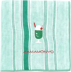 濱文様　リバーシブルガーゼハンカチ　まだら縞とクリームソーダ　約29×29cm　綿100％　日本製　新品　42314