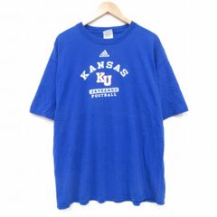 アディダス　カンザス大学　フットボールゲームシャツ　2XL　青【4409】 adidas アディダス カンザス大学 フットボール2009TシャツXL青古着