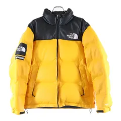 SUPREME (シュプリーム) 17AW x THE NORTH FACE LEATHER NUPTSE ザノースフェイス レザーヌプシ アウター ND91702I ブラック/イエロー