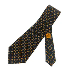 HERMES エルメス  ネクタイ  617 SA ブラック シルク100％ メンズ 馬蹄柄 フランス製 ビジネス 服飾小物　240001145991