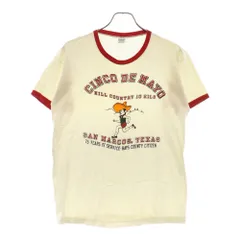 CHAMPION (チャンピオン) 70S-80S VINTAGE CINCO DE MAYO シンコ デ マヨ バータグ ヴィンテージ プリント リンガーTシャツ 半袖カットソー ホワイト/レッド