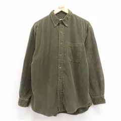 XL/古着 エディーバウアー 長袖 ブランド シャツ メンズ 00s コーデュロイ コットン ボタンダウン 緑 グリーン 25oct23 中古 トップス