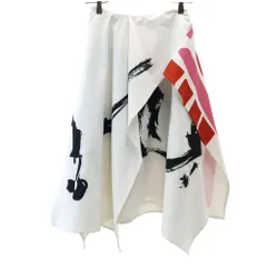 アメリ ミディ丈 スカート S ホワイト系 AMERI バックボタン バックジップ レディース 古着 【240504】