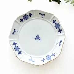 お皿 プレート おしゃれ 中皿 取り皿 陶器 磁器 和食器 シンプル 花 手描き かわいい モダン 日本製 焼き物 波佐見焼 古染花 八方 21センチプレート