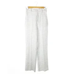 オリーブデオリーブ OLIVE des OLIVE パンツ スラックス ワイド ストレート ハイウエスト 薄手 センタープレス チェック M ブルーグレー /CK21