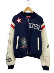 DIESEL (ディーゼル) スタジャン 袖レザー×メルトン フルデコ 裏キルティング L ネイビー メンズ/028