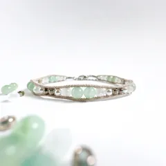 【5月誕生石】翡翠の一連ラップブレスレット　* そよ風の回廊 *