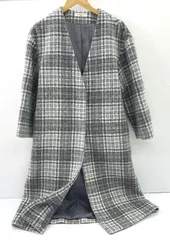 【盛岡77-0017】OFUON ノーカラー　チェック柄 コート 卒業式【中古100】【レディース】のサムネイル