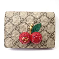 Ft625442 グッチ 二つ折り財布 GGスプリーム チェリー 476050 レディース GUCCI 中古