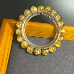 夢色 EU製 ★極!極満針ルチルクォーツ★ブレスレット パワーストーン 天然石B 綺麗 金運 お守り 10-10.7mm ZZ1583